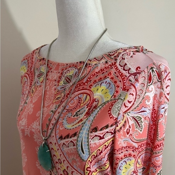 London Times dress sz 10 beautiful print that reminds me of a silky scarf - Picture 1 of 13